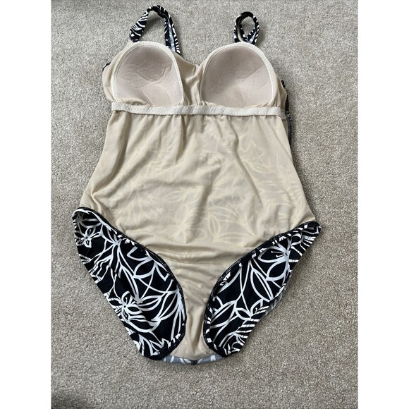 Speedo One Piece Swimsuit Womens Size 18 Black White Floral - Picture 5 of 10